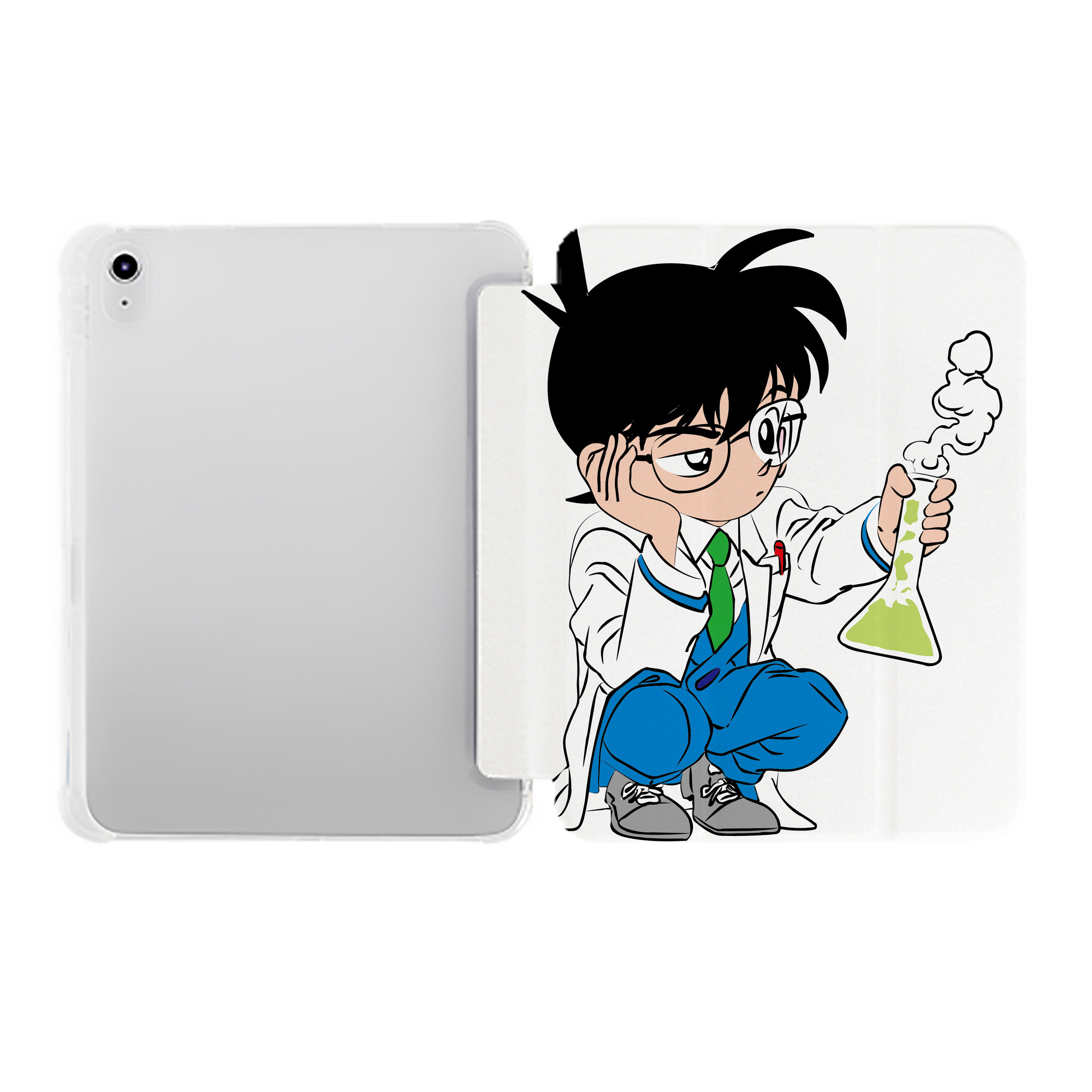 （画像用） 名探偵コナン 江戸川 コナン Detective Conan Conan Edogawa IPad ケース ペン収納付き 三つ折りスタンド PUレザー×シリコン 対応機種9.5/10.5/10.9インチ